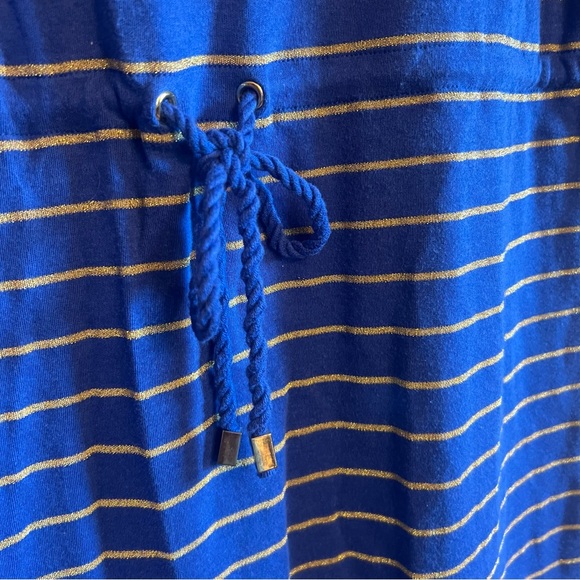 Charter Club Weekend Dress Womens Striped Drawstring Blue Glitter Gold XL - Picture 4 of 6